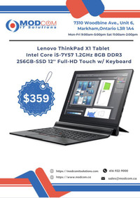 Lenovo ThinkPad X1 Tablet Laptop OFF Lease FOR SALE! Intel Core i5-7Y57 1.2GHz 8GB 256GB12 Full-HD Touch w/ Keyboard
