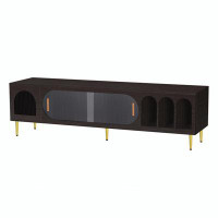 Kaiyi TV Stand For 70+ Inch TV, Media Console With 3 Shelves And 2 Cabinets