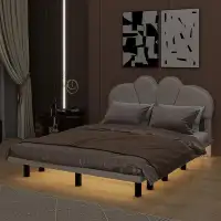Latitude Run® Albatol Queen Size Upholstery LED Floating Bed