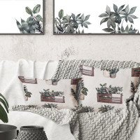 East Urban Home House Plants In Brown Pots - Patterned Printed Throw Pillow 1