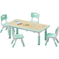 Zoomie Kids Kids Table And 4 Chairs Set, Height Adjustable Toddler Table And Chair Set, Graffiti Desktop, Non-Slip Legs,
