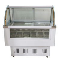 220V 12 Pan Hard Ice Cream Refrigerator Gelato Showcase Cabinet Freezer Display Case 210041