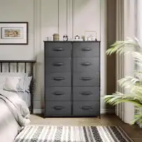 Rebrilliant Premium A-Graphite 10-Drawer Storage Dresser - Quality Construction, Durable Fabric, And Large Storage Capac