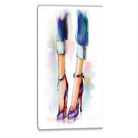 Design Art Female Legs and Shoes Digital Graphic Art on Wrapped Canvas