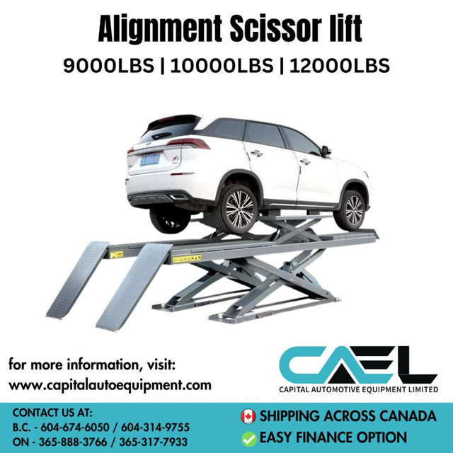 Upgrade your garage with our latest Alignment Scissor Lifts – Financing options in Heavy Equipment Parts & Accessories