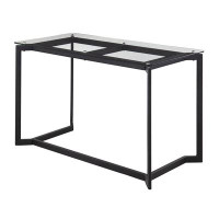 Ceballos Masters Modern Office Desk In Black Steel With Clear Glass Top By Lumisource