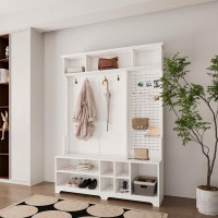 Red Barrel Studio Hall Tree with Shoe Bench, Coat Rack ,Shoe Storage ,Storage Shelves and Pegboard