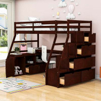 Harriet Bee Giannis Kids Twin 7 Drawers Loft Bed with Desk