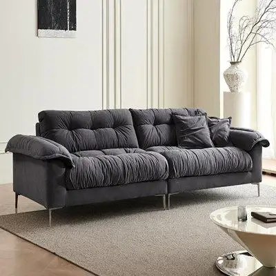 Jenni Dwelstone 85.83" Darkgray 100% Polyester Modular Sofa cushion couch
