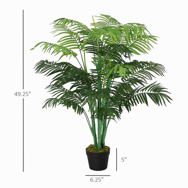 Outsunny 4FT Artificial Palm Tree Faux Plant with 18 Leaves in Nursery Pot for Indoor Outdoor Greenery Home Office Decor in Arts & Collectibles - Image 3