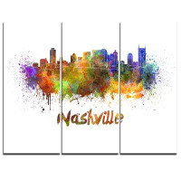 Made in Canada - Design Art Nashville Skyline - 3 Piece Painting Print on Wrapped Canvas Set