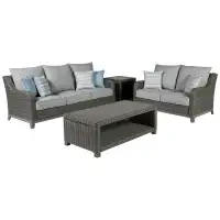 Signature Design by Ashley Elite Park Outdoor Sofa And Loveseat With Coffee Table And 2 End Tables