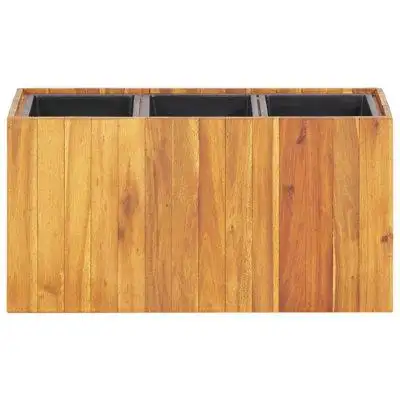 Loon Peak Solid Acacia Wood Garden Raised Bed With 3 Pots