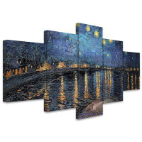 IDEA4WALL Starry Night Over The Rhone Abstract Plants 5 Pieces