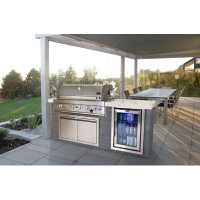 Mont Alpi Mont Alpi Artwood Series 6-Burner Stainless Steel Outdoor Kitchen Island with Access Doors + Refrigerator