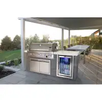 Mont Alpi Mont Alpi Artwood Series 6-Burner Stainless Steel Outdoor Kitchen Island with Access Doors + Refrigerator