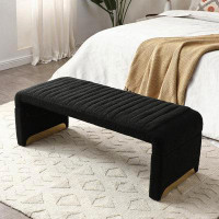 Mercer41 Stylish End-of-Bed Bench in Upholstered Sherpa Fabric for a Modern Look