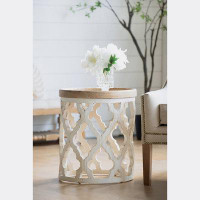 Farm on table Large Distressed White Side Table
