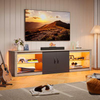Wade Logan Brandenburg 70 Inch Led TV Stand for 75 Inch TV Large Entertainment Centre Gaming with Adjustable Glass Shelv