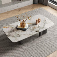 Orren Ellis 51.18" Cold jadeite Sintered Stone Rectangular  Coffee Table