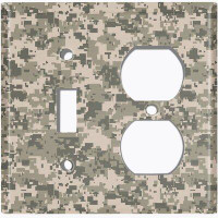 WorldAcc Metal Light Switch Plate Outlet Cover (ACU Camouflage - (L) Single Toggle / (R) Single Outlet)