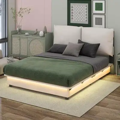 Wrought Studio Full Size Upholstered Platform Bed With Sensor Light And Ergonomic Design Backrests