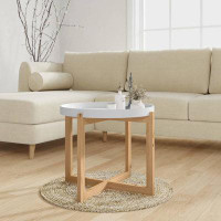 Latitude Run® Coffee Table White 20.9"X20.9"X17.1" Engineered Wood&Solid Wood Pine