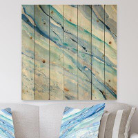 Made in Canada - East Urban Home Blue Silver Spring I - Modern Lake House Print on Natural Pine Wood