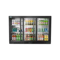 KoolMore 53 In. W 11.3 Cu. Ft. 3 Glass Sliding Door Commercial Refrigerator Counter Height Back Bar Cooler In Black