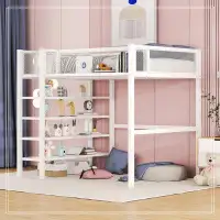 Isabelle & Max™ Twin Size Metal Loft Bed With 4-Tier Shelves And Storage
