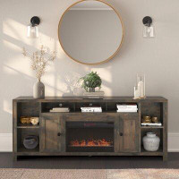 Loon Peak Gianessa 84'' No Assembly Required Barnwood Finish Fireplace TV Stand