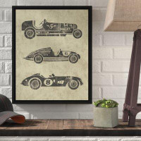 Williston Forge 'Vintage Race Cars' Floater Frame Advertisements on Canvas