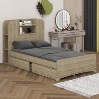 Millwood Pines Cosma Twin Size Storage Platform Bed Frame with Two Drawers