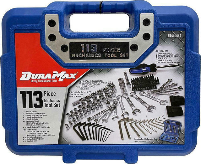 DURAMAX® 113-PIECE TOOL SET -- Includes sockets, bits, and more!  A great gift for Dads !! in Hand Tools