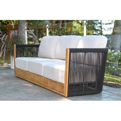 Joss & Main Aniston 81.5'' Wide Outdoor Teak Patio Sofa with Sunbrella Cushions in Couches & Futons