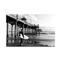 East Urban Home Black California Series - Huntington Beach Pier Surfer-PHD1743