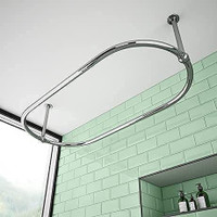 CBA Oval Shower Curtain Rod Ceiling Mount for Clawfoot Tub Freestanding- 45X25 I