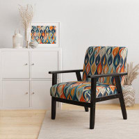 Bungalow Rose Orange And Blue Botanical Symphony III - Upholstered Modern Arm Chair