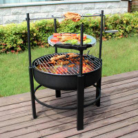Arlmont & Co. Natavia 36.2'' H x 26'' W Outdoor Fire Pit with Grills for BBQ