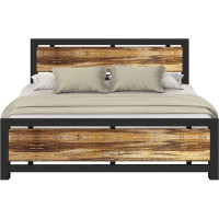Loon Peak Bed Frame, Platform Bed Frame King Size With Wood Headboard And 12 Strong Metal Supports, Noise-Free No Box Sp