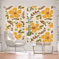 East Urban Home Lined Window Curtains 2-panel Set for Window Size Nika Martinez Mid Century Florals 2
