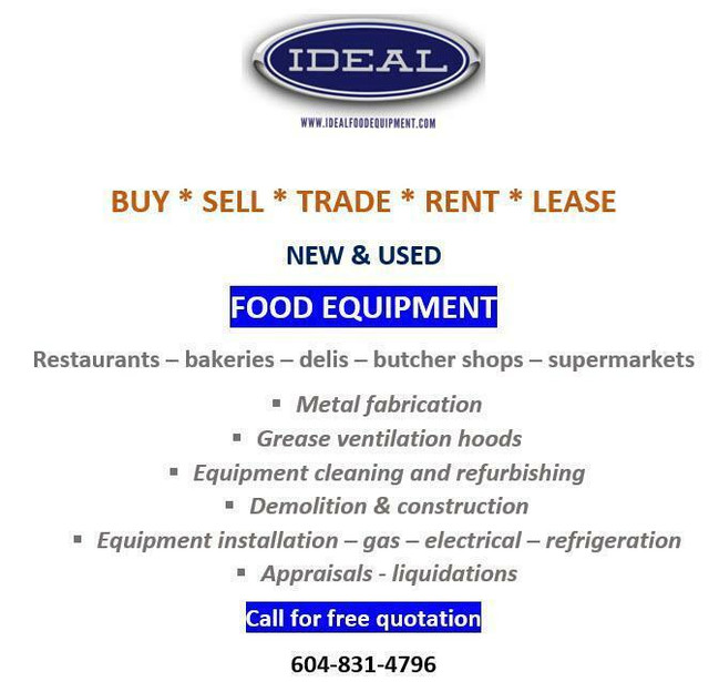 Food equipment - what we offer -  deals and services in Other Business & Industrial
