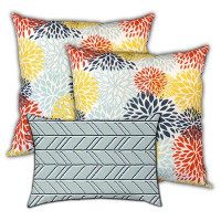 Joita Blue Marine Lines Indoor/Outdoor, Removable Cover Pillow, Set Of 3 Pillow Floral Pillow