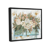 Stupell Industries Country Floral Planter Arrangement Framed Floater Canvas Wall Art By Mackenzie Kissell