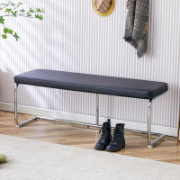 Wrought Studio Modern Leather Bench with Metal Legs: Versatile Seating for Shoe Changing, Sofa Dining