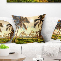 East Urban Home African Landscape Beautiful Palm Plantation Pillow