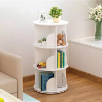 Latitude Run® Toytexx Inc And Design 3 Tier 360° Rotating Stackable Shelves Bookshelf Organizer (White)