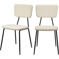 Rubbermaid White Dining Chairs Set Of 2 : Mid-Century Modern Dining Room Chairs With Curved Backrest Upholstered Boucle