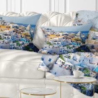 East Urban Home Abstract View of Fira Town Santorini Lumbar Pillow