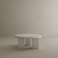 Wade Logan Cassidi Round Coffee Table Medium In Ivory Concrete